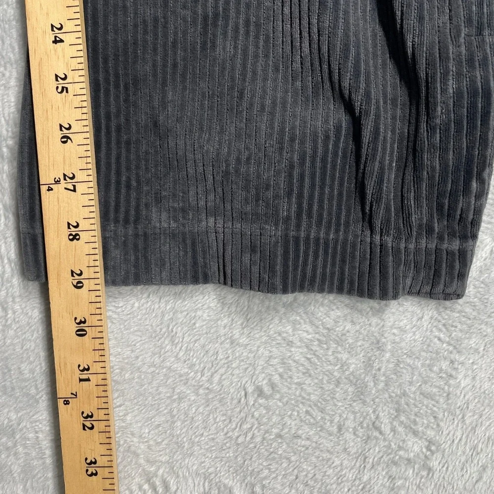 Nike Corduroy Ribbed Wide Leg Pant Women XS Dark Grey Velour Sportswear Slit Hem